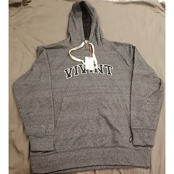 Vivint Hoodie Mens Medium Company Pullover Sweatshirt Gray Spellout Pocket - Picture 1 of 15